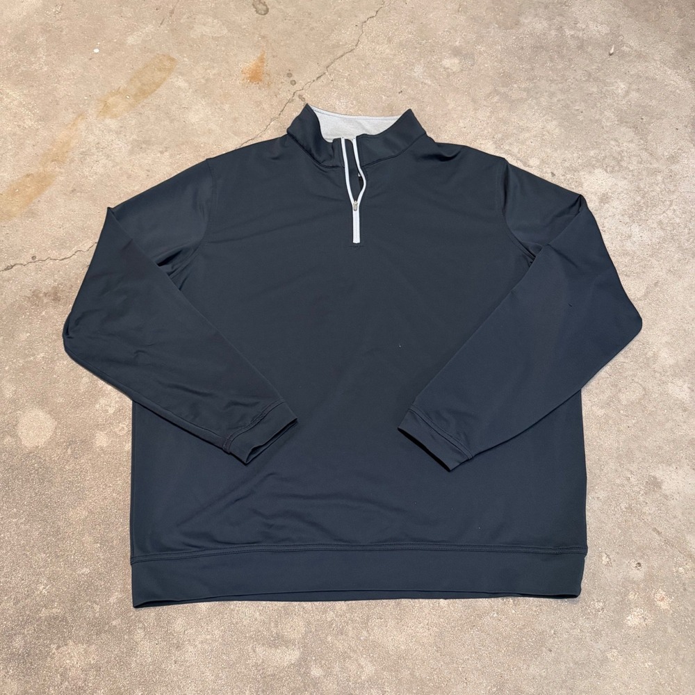 Peter Millar Perth Performance Pullover Mens XL Black 1/4 Zip Stretch ME0EK40